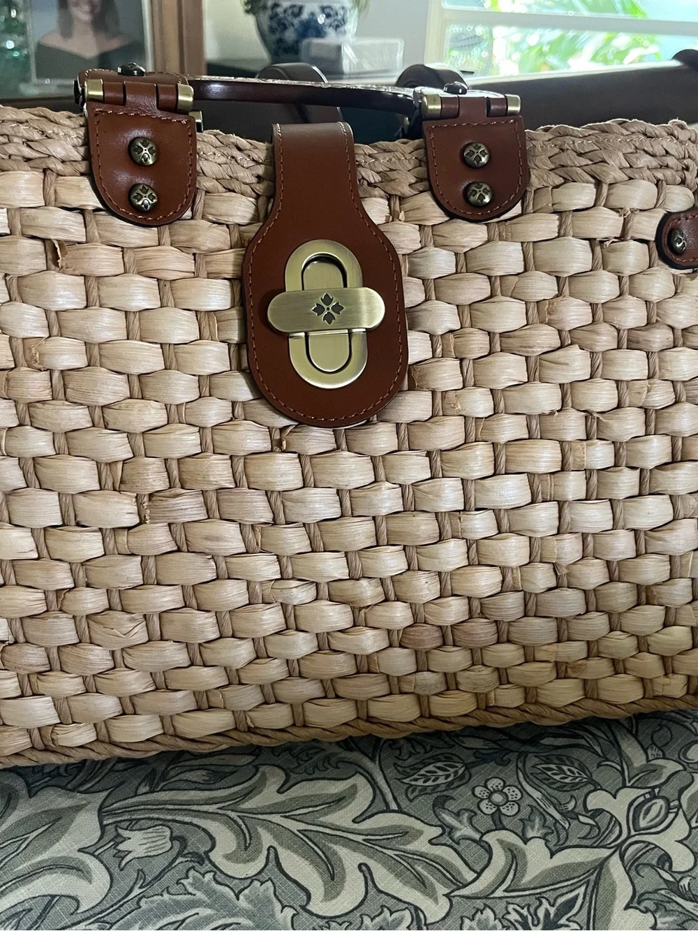 Patricia Nash Tan Leather-Trimmed Woven Tote “Sancia” - Picture 4 of 8